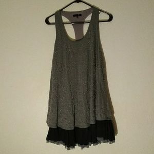 Beautiful Ryu Beaded Gray & Black Layered Dress S